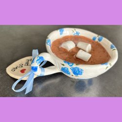 Cacao kop - Hvid med bl� blomster - Fred og ro