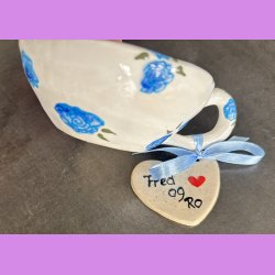  Cacao kop - Hvid med bl� blomster - Fred og ro