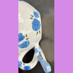  Cacao kop - Hvid med bl� blomster - Fred og ro
