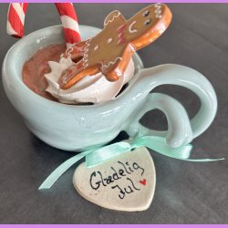 Cacao jule kop - Lysegr�n med snoet hank - Gl�delig jul