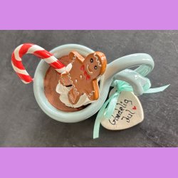 Cacao jule kop - Lysegr�n med snoet hank - Gl�delig jul