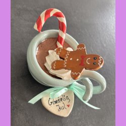 Cacao jule kop - Lysegr�n med snoet hank - Gl�delig jul