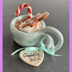 Cacao jule kop - Lysegr�n med snoet hank - Gl�delig jul