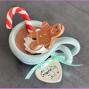 Cacao jule kop - Lysegr�n med snoet hank - Gl�delig jul