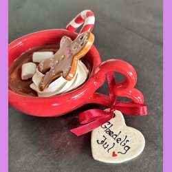 Cacao jule kop - R�d med hjerte hank - Gl�delig jul