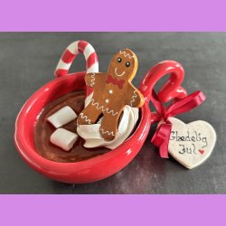 Cacao jule kop - R�d med hjerte hank - Gl�delig jul