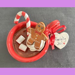 Cacao jule kop - R�d med hjerte hank - Gl�delig jul