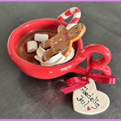 Cacao jule kop - R�d med hjerte hank - Gl�delig jul