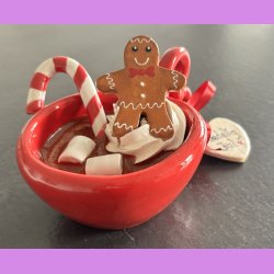 Cacao jule kop - R�d med hjerte hank - Gl�delig jul