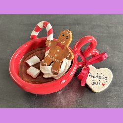 Cacao jule kop - R�d med hjerte hank - Gl�delig jul
