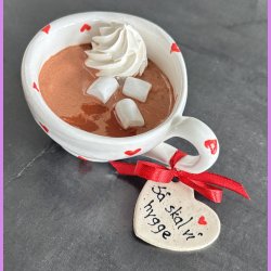 Cacao kop - Hvid med hjerter - S� skal vi hygge