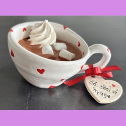 Cacao kop - Hvid med hjerter - S� skal vi hygge
