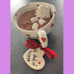 Cacao kop - Hvid med hjerter - S� skal vi hygge