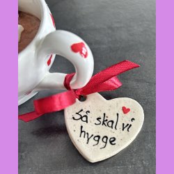 Cacao kop - Hvid med hjerter - S� skal vi hygge