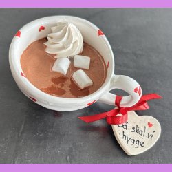 Cacao kop - Hvid med hjerter - S� skal vi hygge