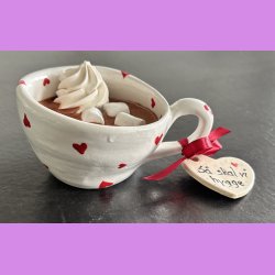 Cacao kop - Hvid med hjerter - S� skal vi hygge