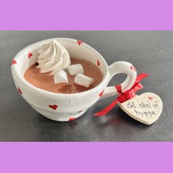 Cacao kop - Hvid med hjerter - S� skal vi hygge