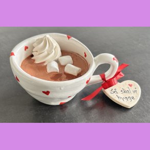 Cacao kop - Hvid med hjerter - S� skal vi hygge