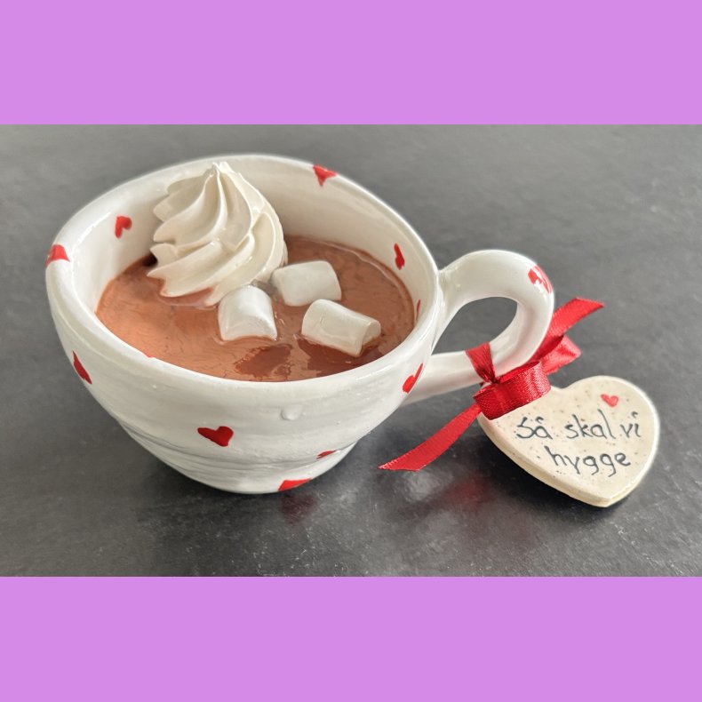 Cacao kop - Hvid med hjerter - S� skal vi hygge