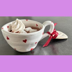 Cacao kop - Hvid med hjerter - S� skal vi hygge