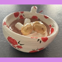 Cacao kop hvid med r�de blomster - Skal vi hygge