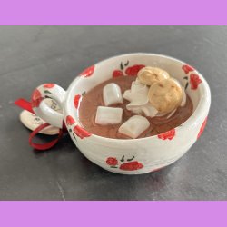 Cacao kop hvid med r�de blomster - Skal vi hygge