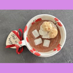 Cacao kop hvid med r�de blomster - Skal vi hygge