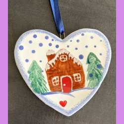 Jule hjerte med vinterhus
