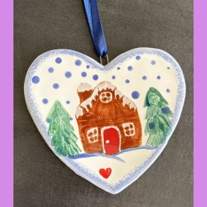 Jule hjerte med vinterhus