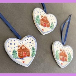 Jule hjerte med vinterhus