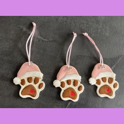 Hundeporte med nissehue  - Lyserd