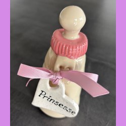 Sutteflaske lyserd med skilt Prinsesse