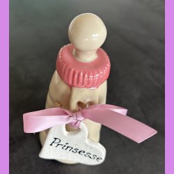 Sutteflaske lyserd med skilt Prinsesse