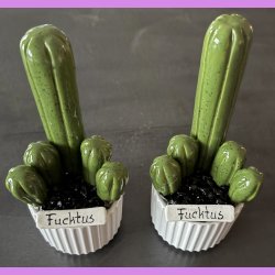 Fucktus 1 farvet - Hvid potter - sorte sten - lille skilt