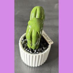 Lovetus 1 farvet - hvid potter - sorte sten - lille skilt