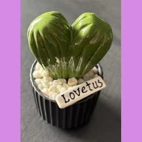 Lovetus 1 farvet - sort potter - hvide sten - lille skilt