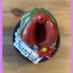 Pussytus Ensfarvet - sort potte- med blomst