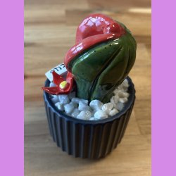 Pussytus Ensfarvet - sort potte- med blomst