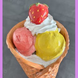 Vaffelis med jordb�r , jordb�r og lemon,