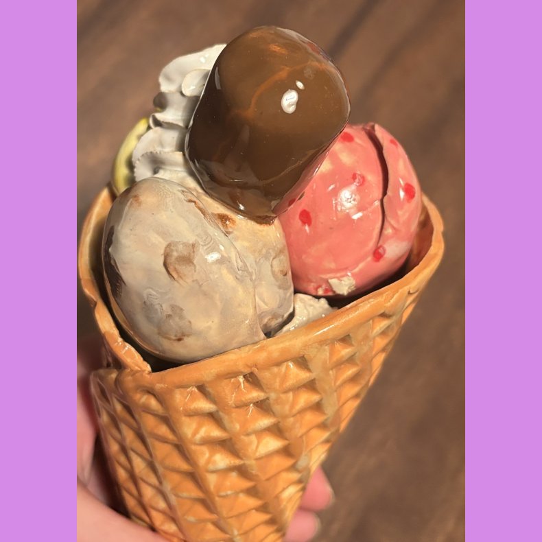 Vaffelis med softice og fldebolle