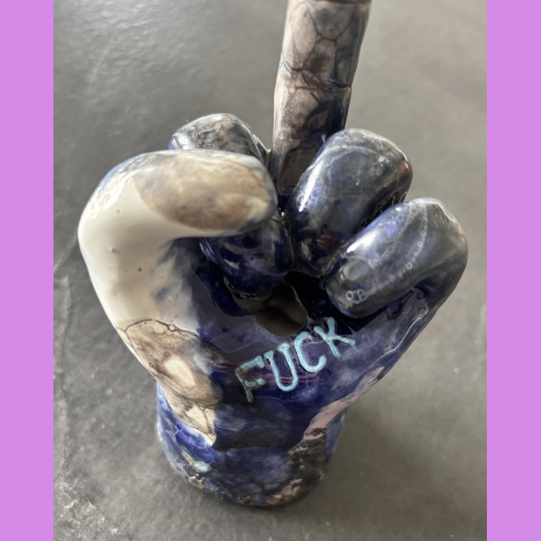 Fuckfinger figur Nr. 10 - Sort - bl� - hvid 