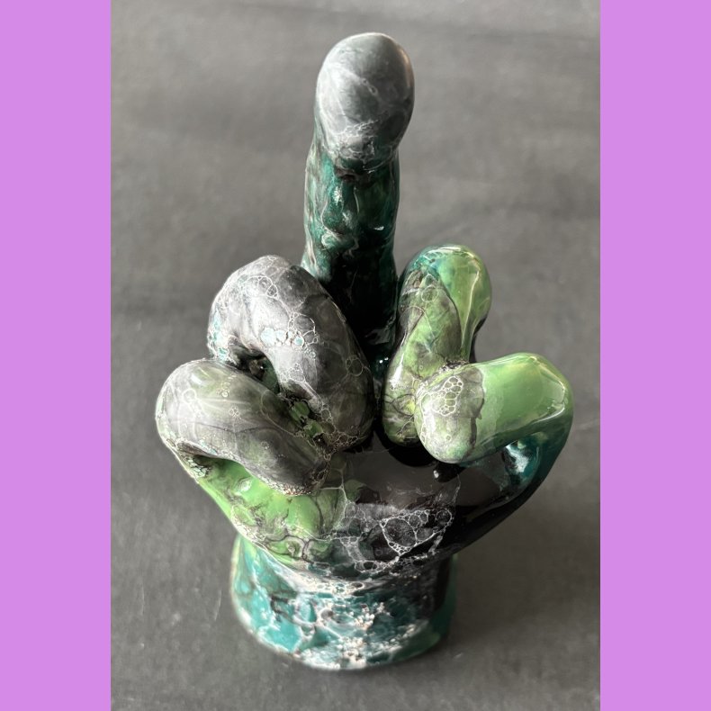 Fuckfinger figur Nr. 9 - Sort - gr�n- hvid 
