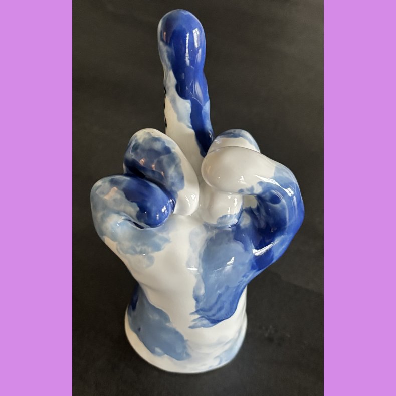 Fuckfinger figur Nr. 2 - Hvid - bl� - lysebl�