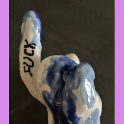 Fuckfinger figur Nr. 2 - Hvid - bl� - lysebl�