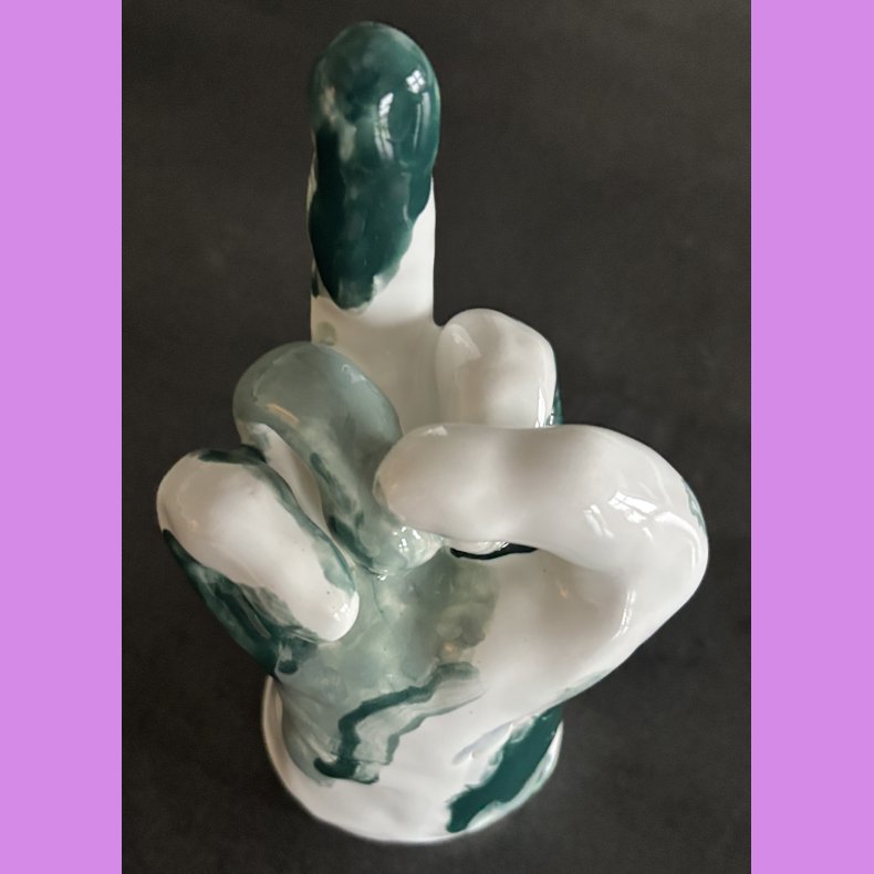 Fuckfinger figur Nr. 3 - Hvid - gr�n - lysegr�n