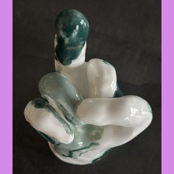 Fuckfinger figur Nr. 3 - Hvid - gr�n - lysegr�n