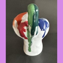 Fuckfinger figur Nr. 5 - Hvid og regnbuefarvet. 