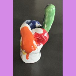 Fuckfinger figur Nr. 5 - Hvid og regnbuefarvet. 