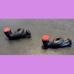 Krllede lakridspibe - mat sort - rd top 