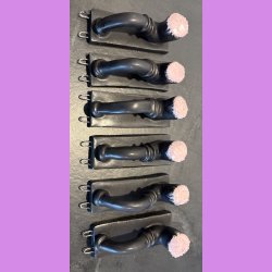 Lakridspibe - mat sort - lyserd/hvide prik top - mat sort bund.